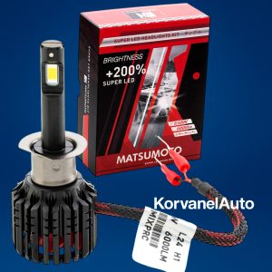 Ampolletas LED Premium H1 12000Lm L24 Matsumoto – 55W, 12V, con Ventilador, Luz Blanca