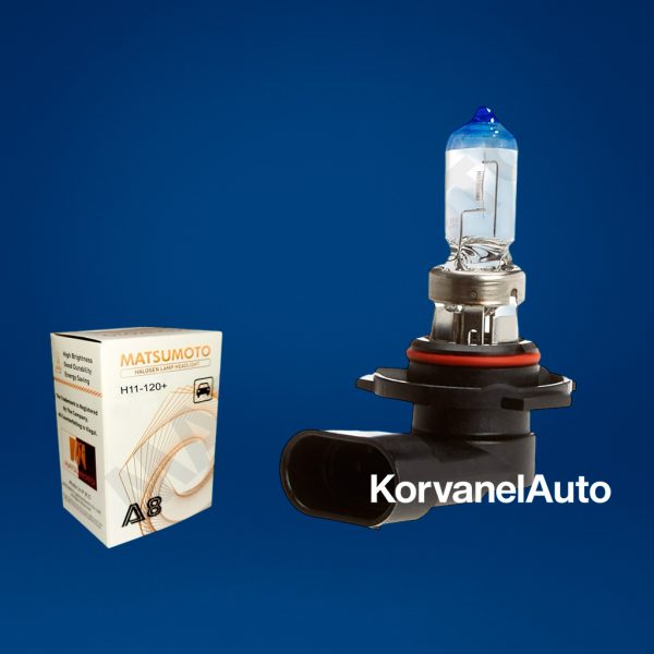 Ampolleta H11 Halógeno Matsumoto 120+ – 55W, 12V, Luz Blanca Mejorada