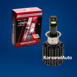 Ampolletas LED Premium H3 12000Lm L24 Matsumoto – 55W, 12V, con Ventilador, Luz Blanca