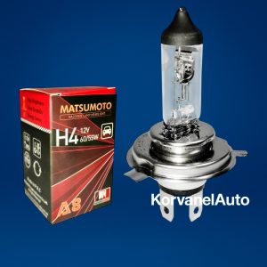 Ampolletas H4 Halógenas Standard Matsumoto – 55W, 12V, Luz Original para Autos