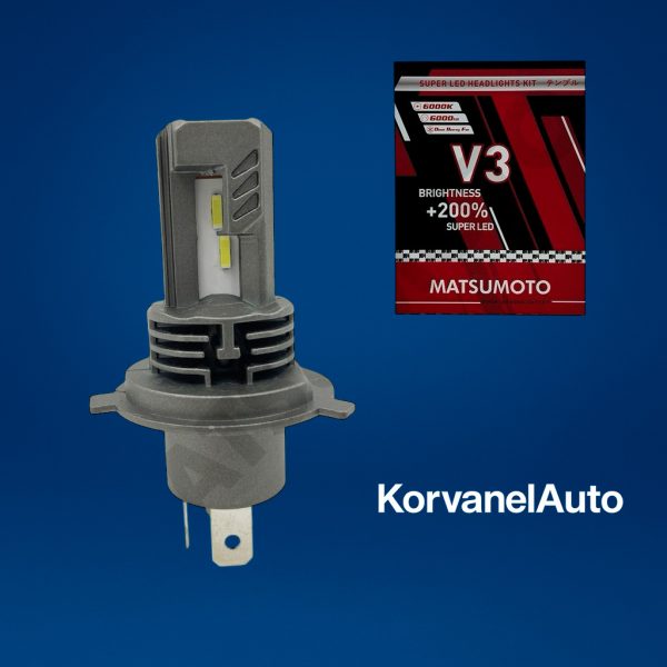 Set Ampolletas LED H4 V3 6000 Lúmenes – Microtecnología con Disipador de Aluminio | Matsumoto