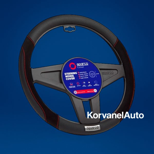 Cubre Volante Sparco SPC1112BK Negro con Costura Roja – Ajuste Universal 37-38 cm